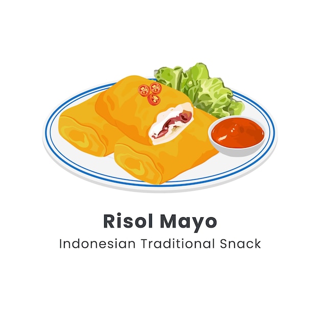 Handgezeichnete Vektorillustration von Risol Mayo, einem traditionellen indonesischen Essen