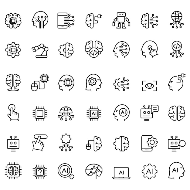 Handgezeichnete Vektorzeichnung Künstliche Intelligenz-Symbol Schwarz-Weiß-Skizze transparenter Hintergrund