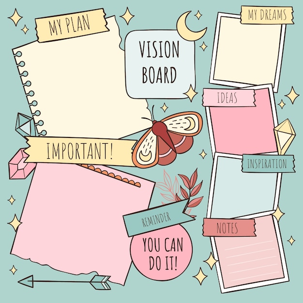 Handgezeichnete Vision-Board-Illustration