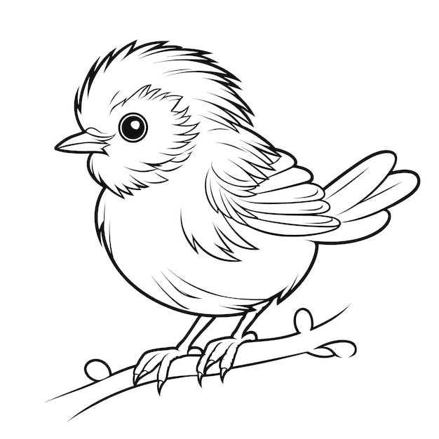 Vektor handgezeichnete vogel-umriss-illustration. premium-vektor-malseite „süßer vogel für kinder“.