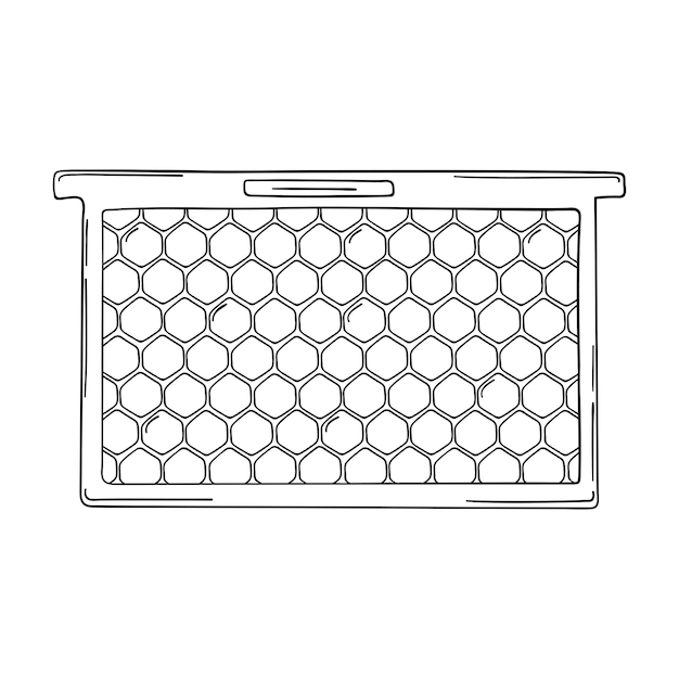 Vektor handgezeichnete wabe im holzrahmen