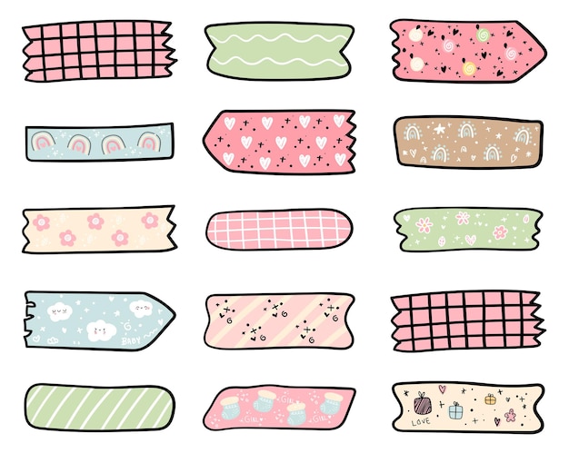 Handgezeichnete washi tape babykollektion