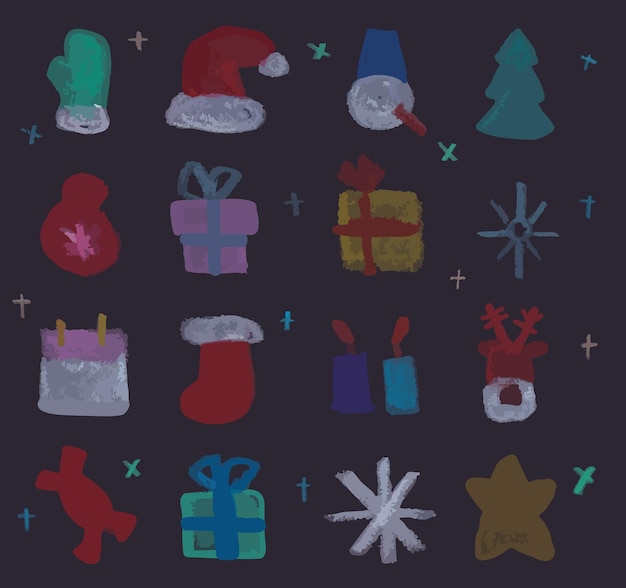 Handgezeichnete weihnachtsdoodle-icons-elemente