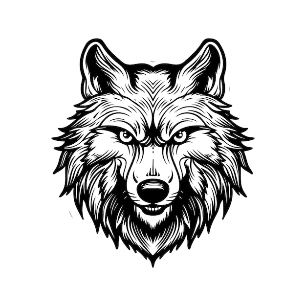 Vektor handgezeichnete wolf-vintage-illustration