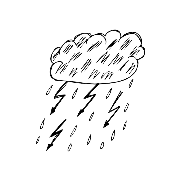 Vektor handgezeichnete wolke mit niederschlag regen schnee gewitter doodle sketch vector illustration