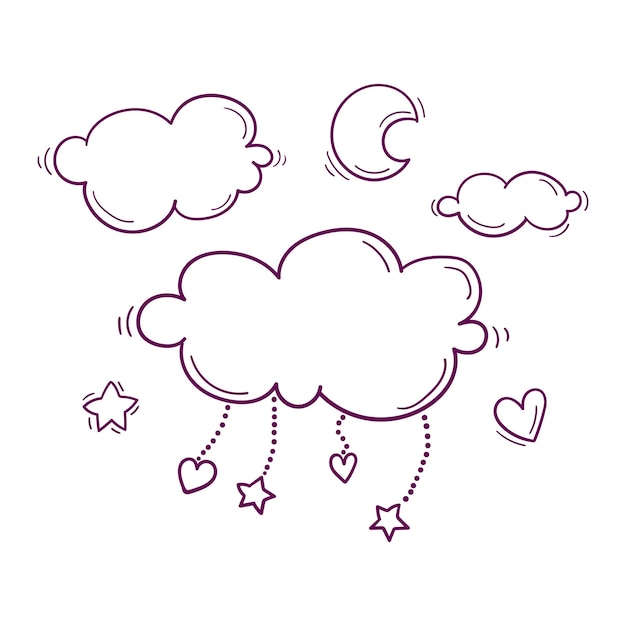 Handgezeichnete wolke und mobiles isoliertes symbol im doodle-stil.