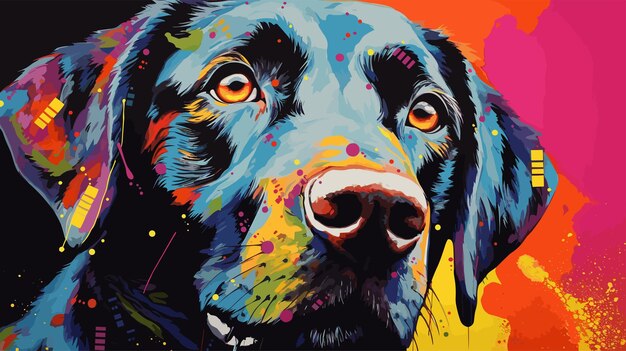 Vektor handgezeichnete zeichentrickfilm-hund-illustration pop-art