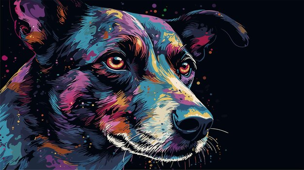 Vektor handgezeichnete zeichentrickfilm-hund-illustration pop-art