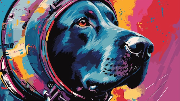 Vektor handgezeichnete zeichentrickfilm-hund-illustration pop-art