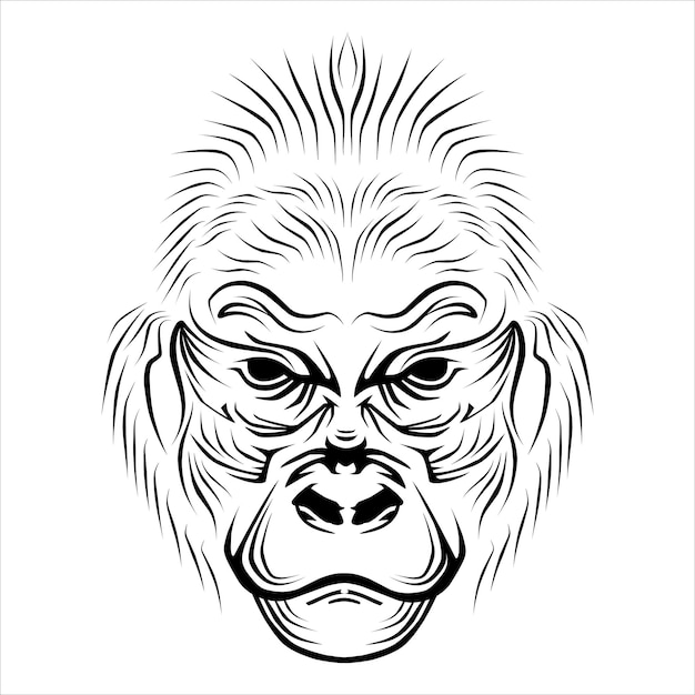 Handgezeichneter affe gorilla stammesillustration schwarz-weiß-design