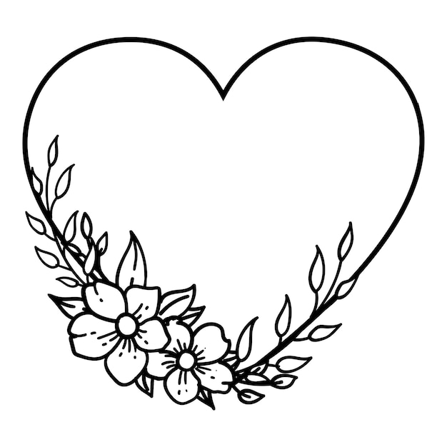 Handgezeichneter Blumenkranz, dekorative Rahmen. Isoliert auf weißem Hintergrund - Vektor-Illustration