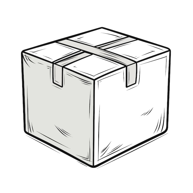 Handgezeichneter box-cartoon-vektor-illustration-clipart mit weißem hintergrund