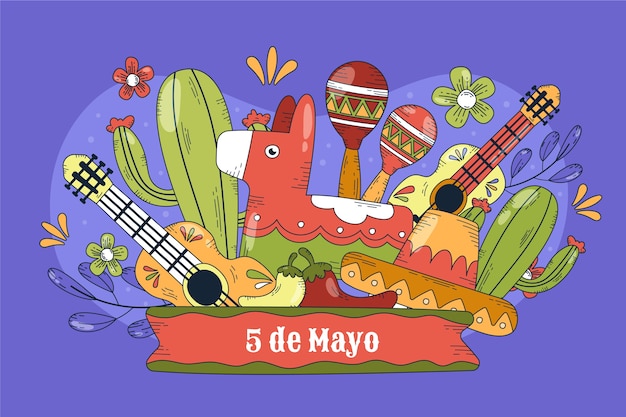 Handgezeichneter cinco de mayo-hintergrund