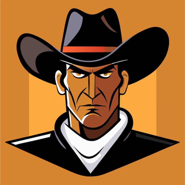 Vektor handgezeichneter cowboy flacher stilvoller cartoon-aufkleber icon-konzept isolierte illustration