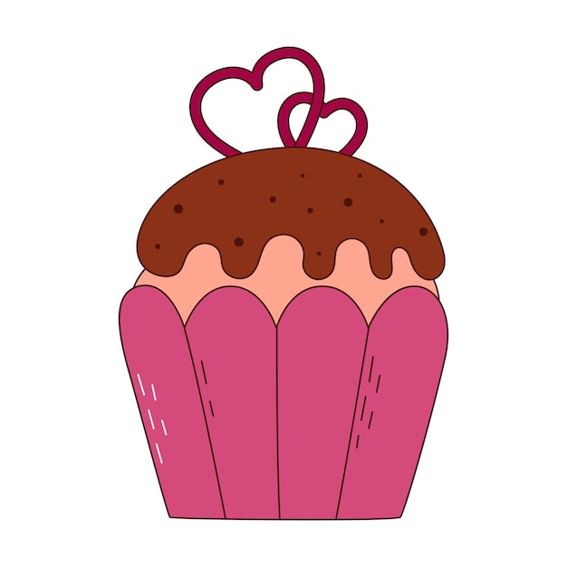 Handgezeichneter cupcake zum valentinstag designelemente für poster, grußkarten, banner und einladungen