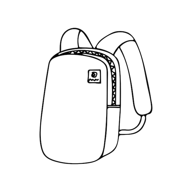 Handgezeichneter doodle-schul- und campingrucksack vektorrucksack-clipart-gliederung