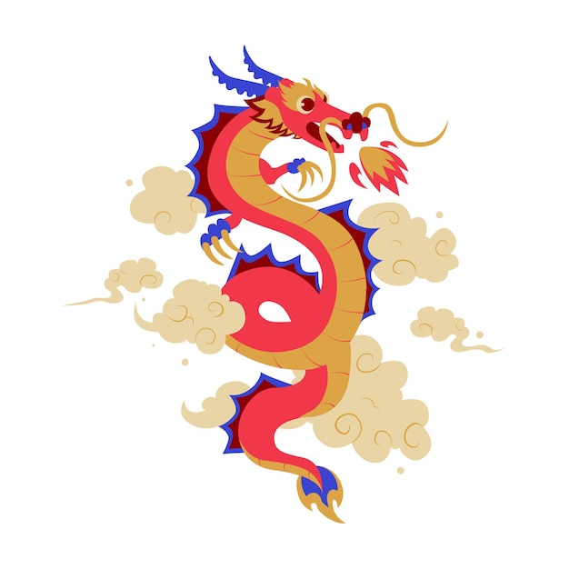 handgezeichneter DRACHE Chinesische editierbare Vektorillustration