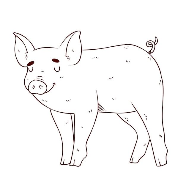 Handgezeichneter flacher Design-Schwein-Umriss