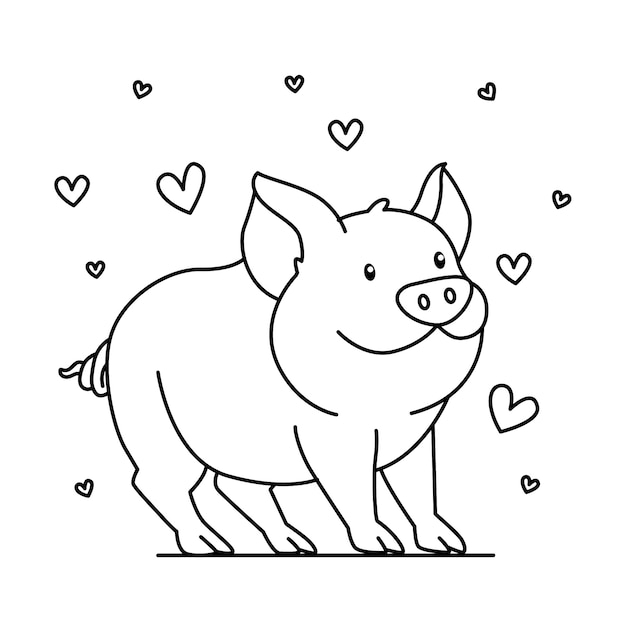 Handgezeichneter flacher design-schwein-umriss