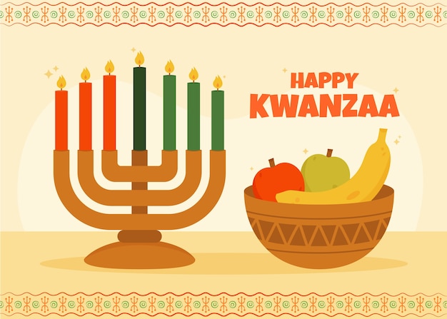 Handgezeichneter flacher kwanzaa-hintergrund