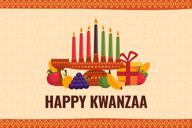 Handgezeichneter flacher Kwanzaa-Hintergrund
