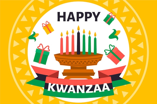 Handgezeichneter flacher kwanzaa-hintergrund