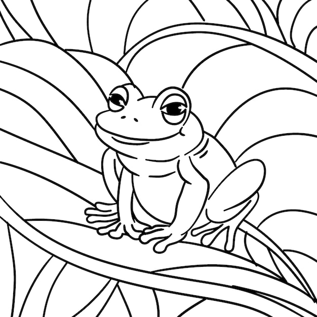 handgezeichneter Frosch Malbuch-Illustration