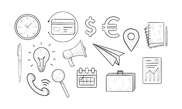 Handgezeichneter Geschäfts-Icon-Sammlung