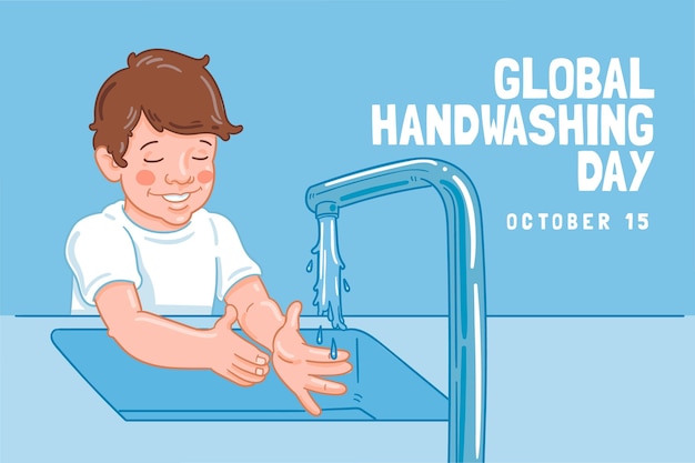 Vektor handgezeichneter globaler hintergrund für den tag des händewaschens