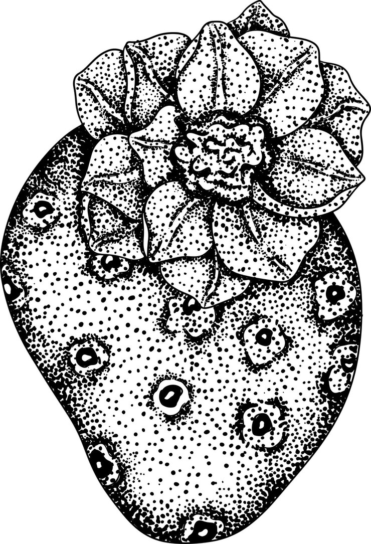 Vektor handgezeichneter gravurvektor opuntia-frucht stachelbirne-kaktus indische feigen esskaktus
