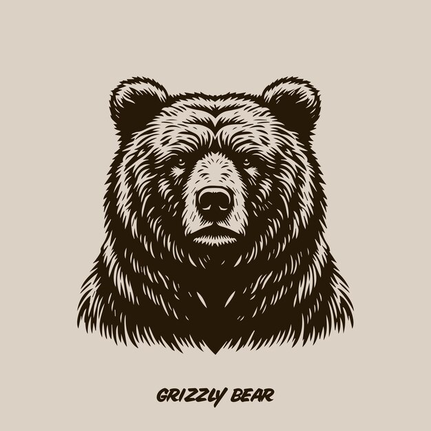 Vektor handgezeichneter grizzlybärenbild