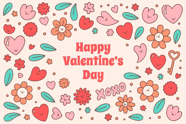Handgezeichneter Hintergrund für die Feier zum Valentinstag