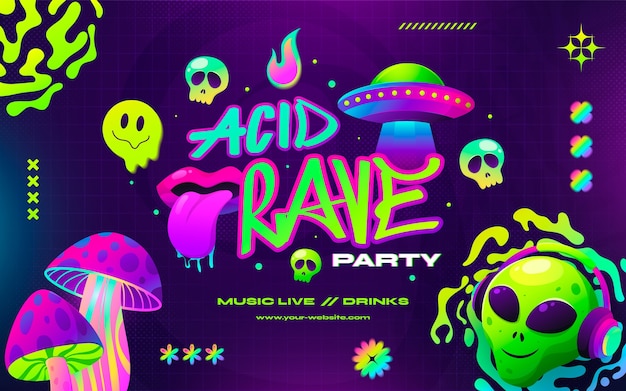 Vektor handgezeichneter hintergrund im acid-stil