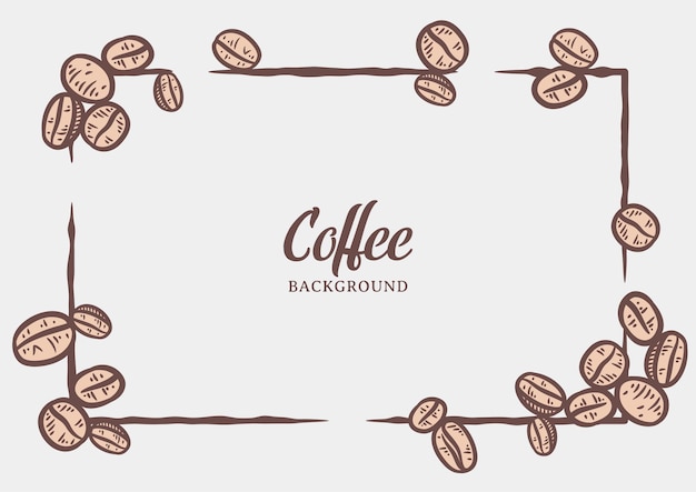 Handgezeichneter hintergrund mit kaffeebohnen, vektorkaffee-hintergrunddesign