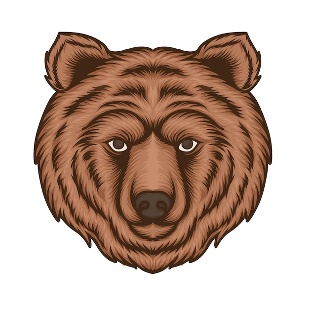 Handgezeichneter Illustrationsvektor eines Kopf-Grizzlybären. Gut für Maskottchen-Logo, Etikett, Aufkleber