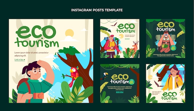 Handgezeichneter Instagram-Post mit flachem Design