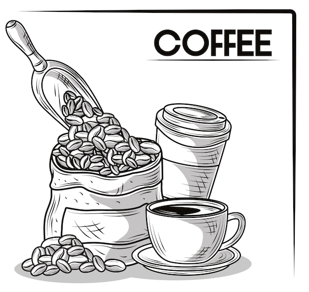 Vektor handgezeichneter kaffee