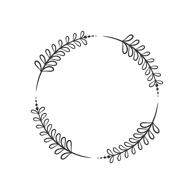 Vektor handgezeichneter kranz kreisförmige vektorgrafiken schwarz-weiß