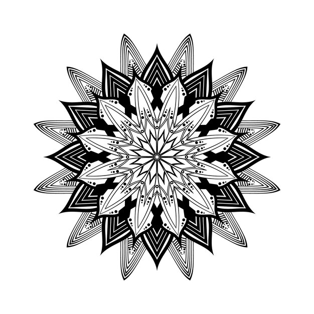 handgezeichneter Lotus-Mandala-Kunststil mit schwarz-weißem Hintergrundvektor in abstraktem Luxus