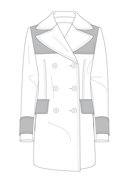 Vektor handgezeichneter modestil-sketch stoffmantel jacke graben umriss-illustration