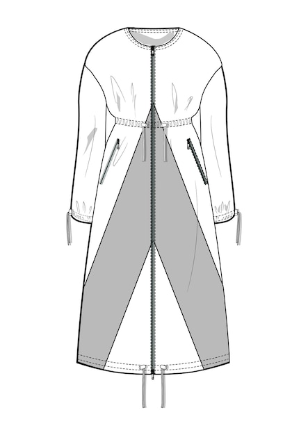 Vektor handgezeichneter modestil-sketch stoffmantel jacke graben umriss-illustration