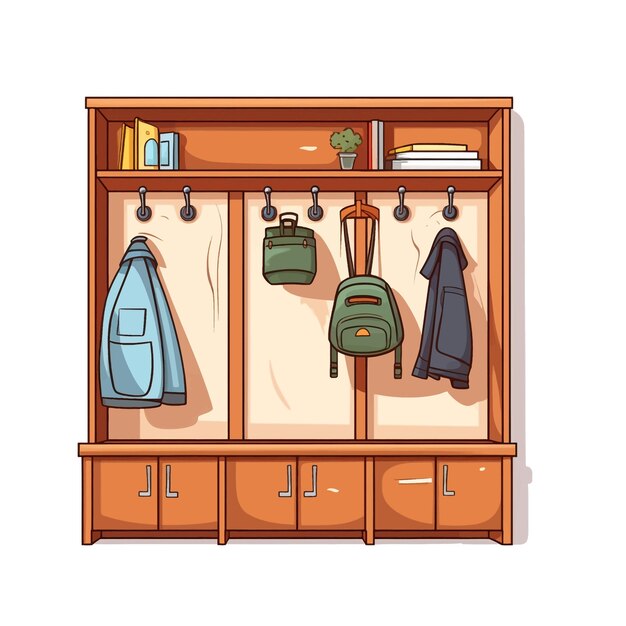 Vektor handgezeichneter mudroom-cartoon-vektor-illustration-clipart mit weißem hintergrund