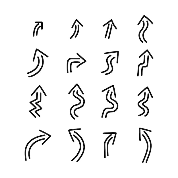 Vektor handgezeichneter pfeil-satz isolierter vektor-illustration
