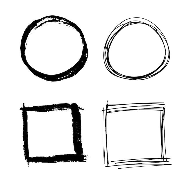 Handgezeichneter Rahmen-Clipart Tinte-Schreib-Set Elemente für das Design