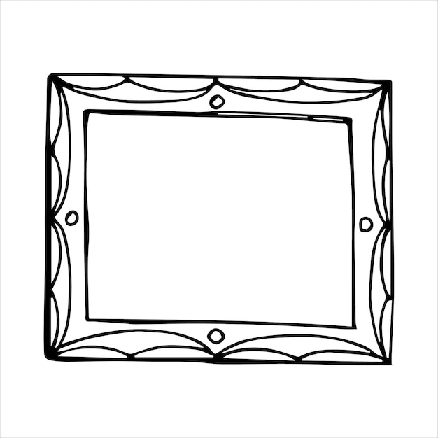 Vektor handgezeichneter rechteckiger rahmen im doodle-stil schwarz-weiß-vektorillustration