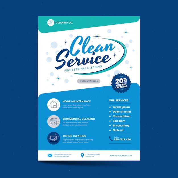 Handgezeichneter Reinigungsservice-Flyer