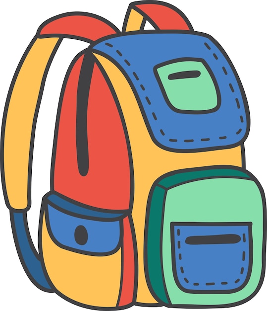 Vektor handgezeichneter rucksack für studentenillustration