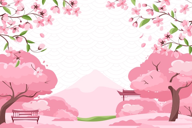Handgezeichneter Sakura-Baum-Hintergrund