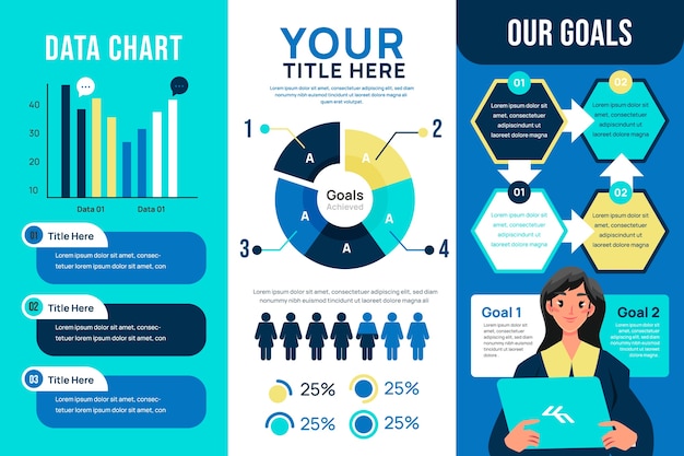 Handgezeichneter Schablonensatz für flache Infografiken