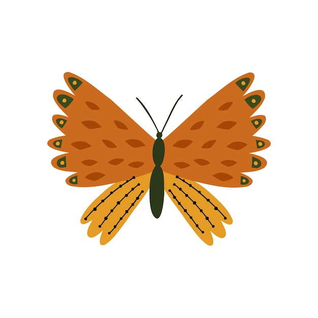 Vektor handgezeichneter schmetterling in flacher kinderillustration